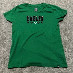 Philadelphia Eagles NFL young girls tshirt Kelly green size 14/16 sequins hearts